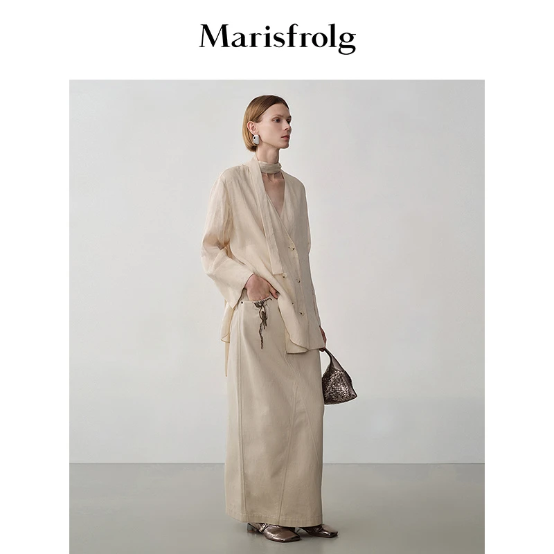 【筑感美学】Marisfrolg玛丝菲尔24秋季百搭气质半裙裙A1EG31832