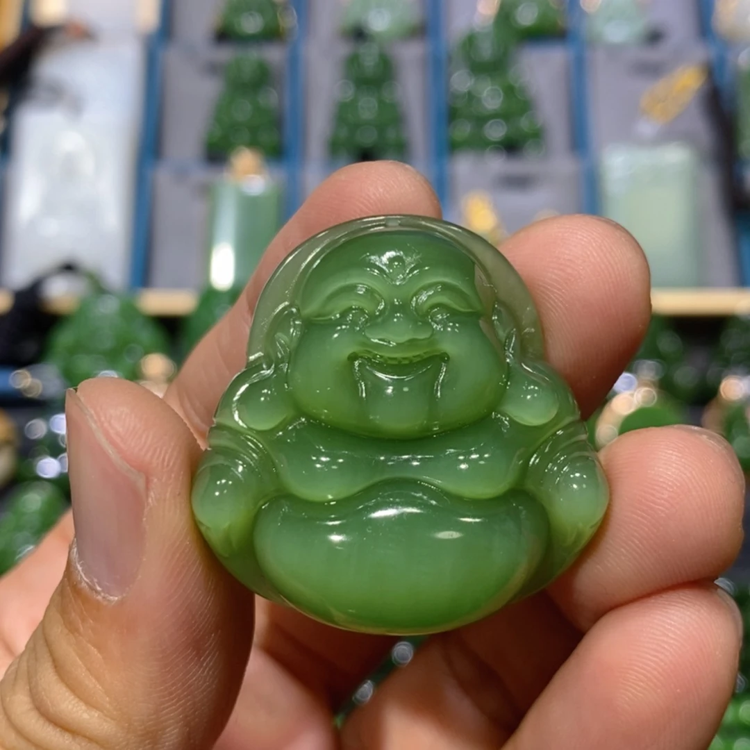 【闪购商品】和田玉吊坠(不含链)未镶嵌粉绿猫眼佛公 35/11.8