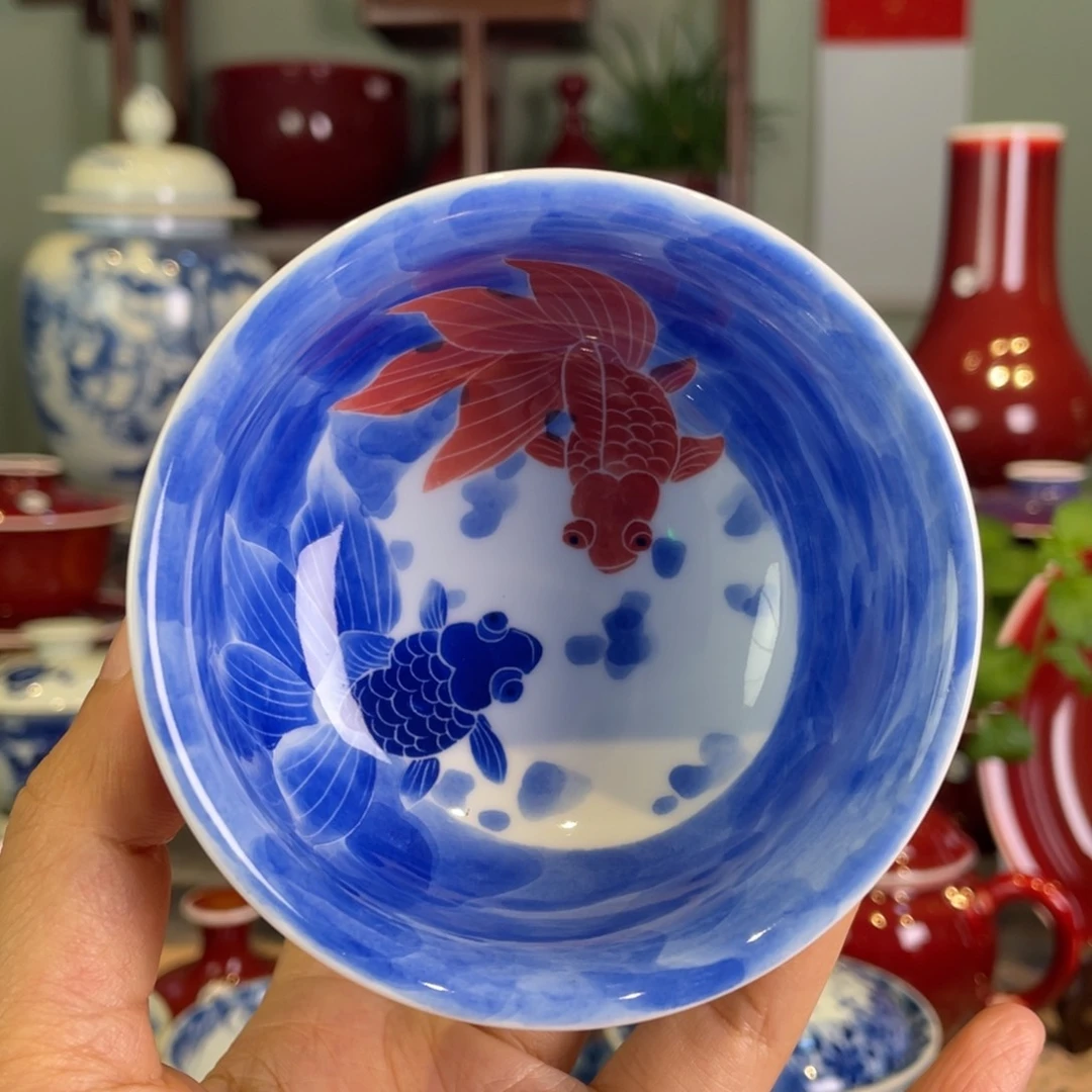 清欢雅玩原矿郎红精品内绘炉士杯