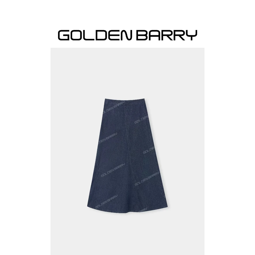 GOLDENBARRY|315098“丹宁鱼尾”设计感分割线显瘦牛仔长裙
