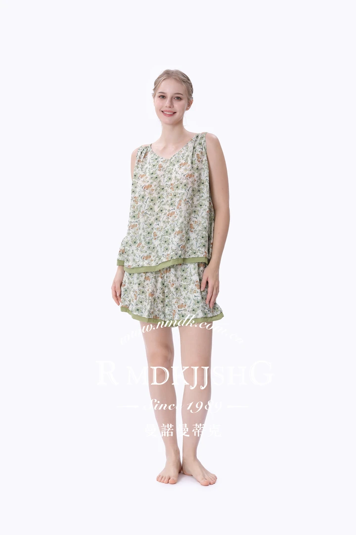 雅致内衣 | 诺曼蒂克女士夏季清凉吊带五分裤分体家居服套装