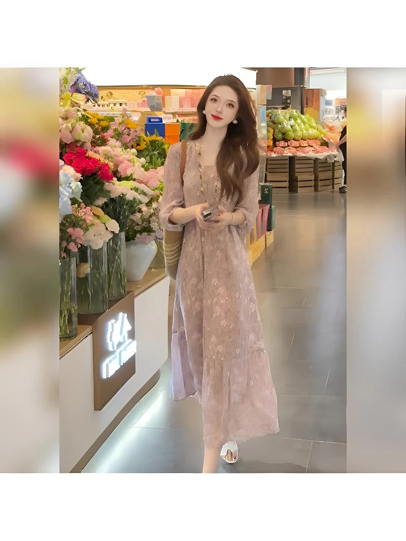 【高度定制轻奢】碎花a字裙子印花高级感洋气显瘦女女生韩系ins衣服