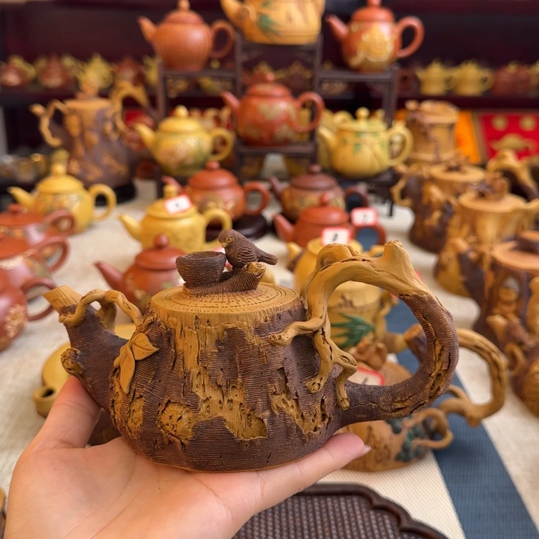 茶壶紫砂树桩喜鹊