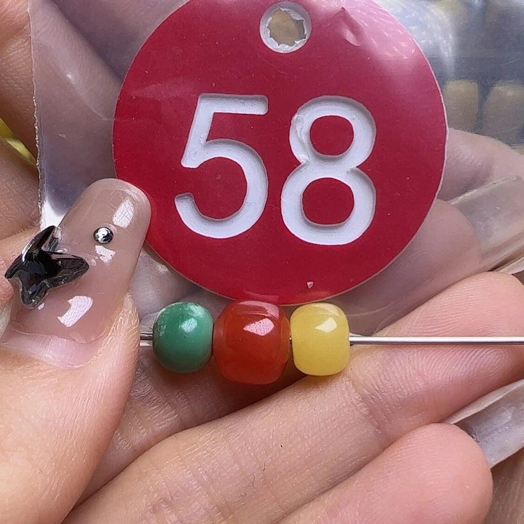 蜜蜡未镶嵌珠宝奇石5-7mm红绿灯老型