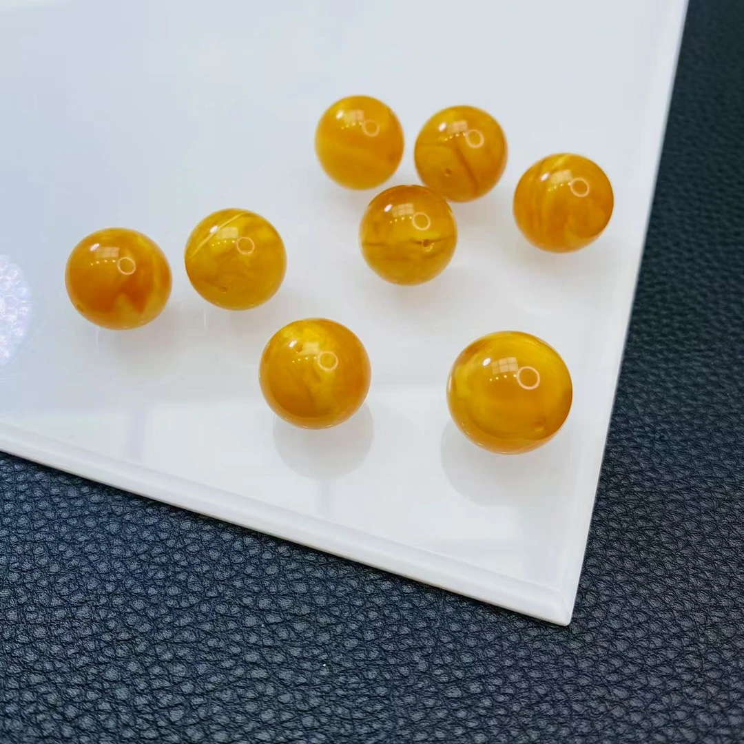 「戴琴珠宝」FR5609-蜜蜡14mm左右通孔单珠（多样性发其一）