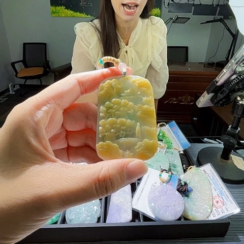 翡翠未镶嵌颈饰一个