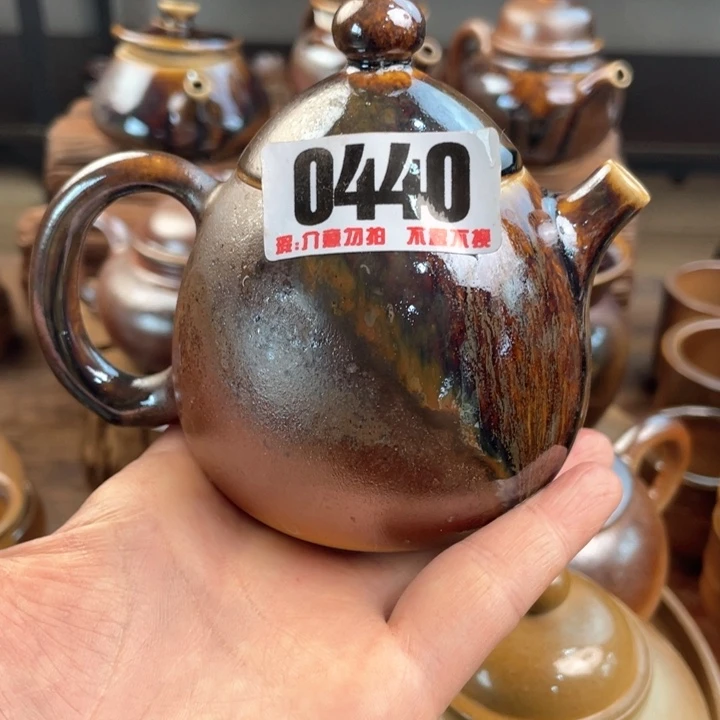 壶踏**痕建水紫陶白泥柴烧壶