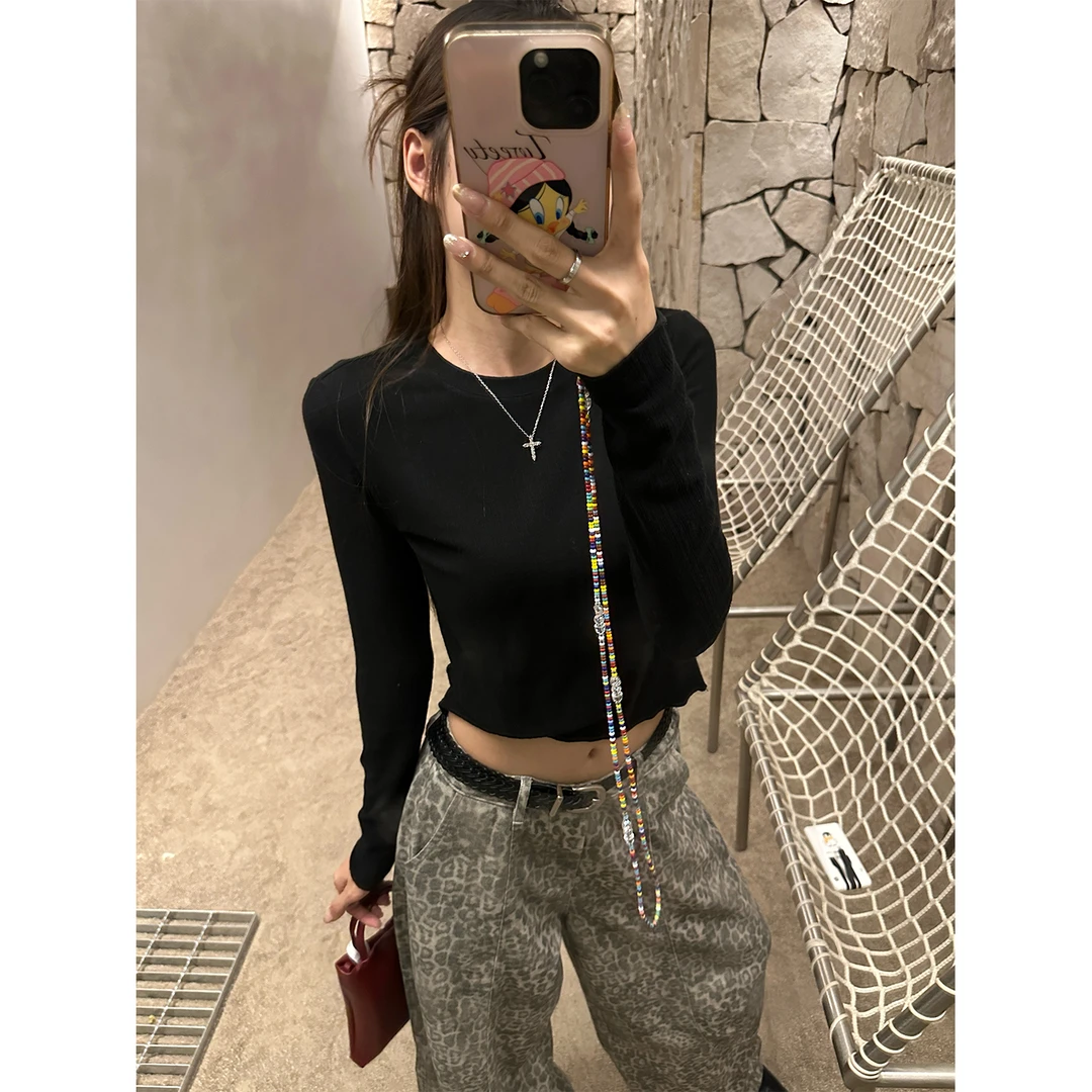 DYANGJUN【万搭打底】秋季新款竖坑条纹内搭长袖打底