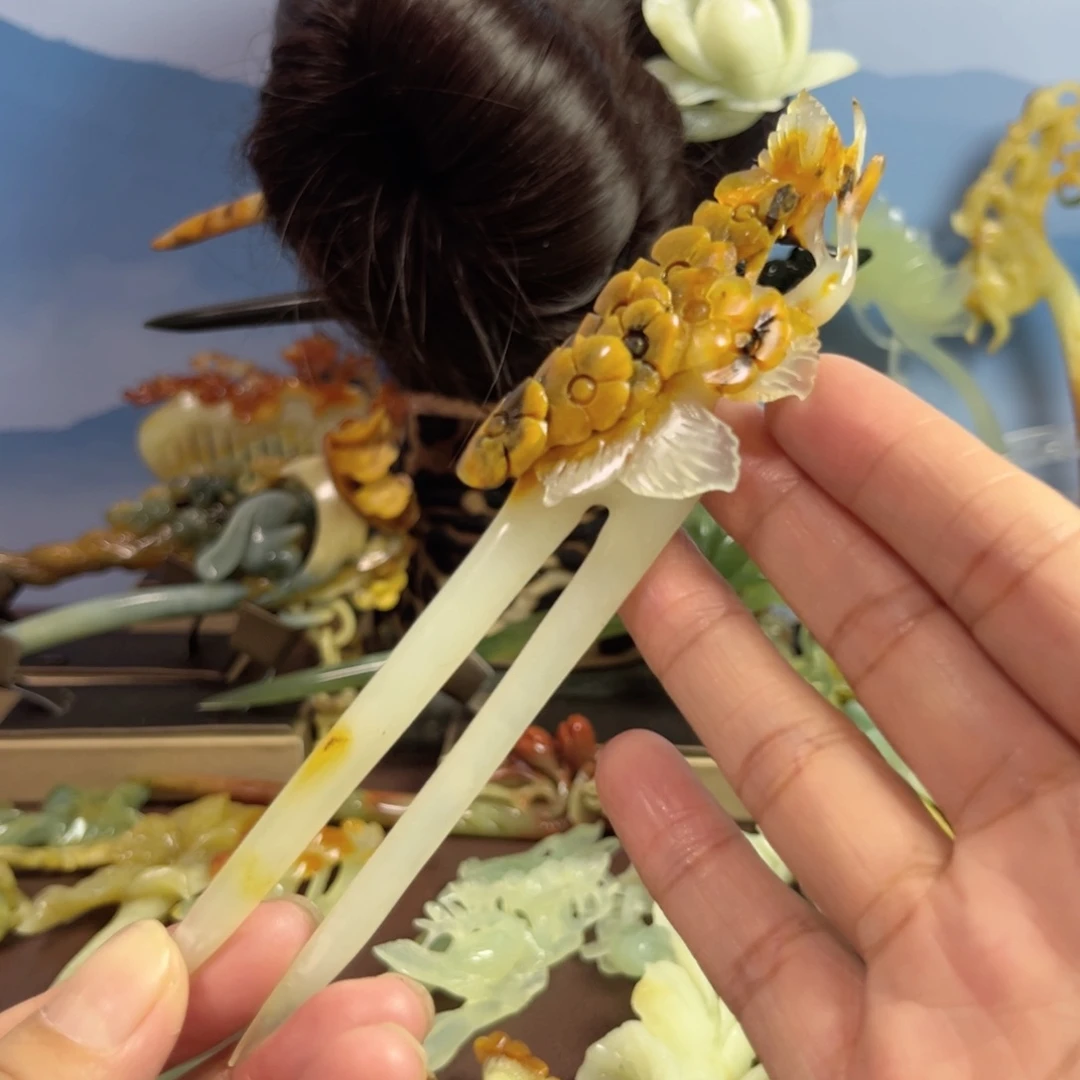 蛇纹石玉发饰未镶嵌