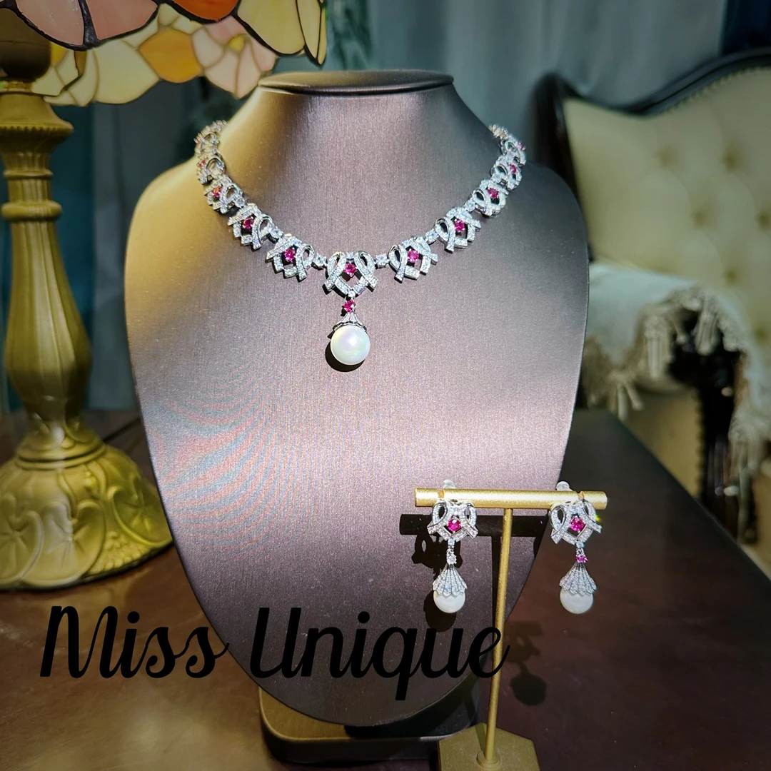 S6368红色爱心珠珠项链套装