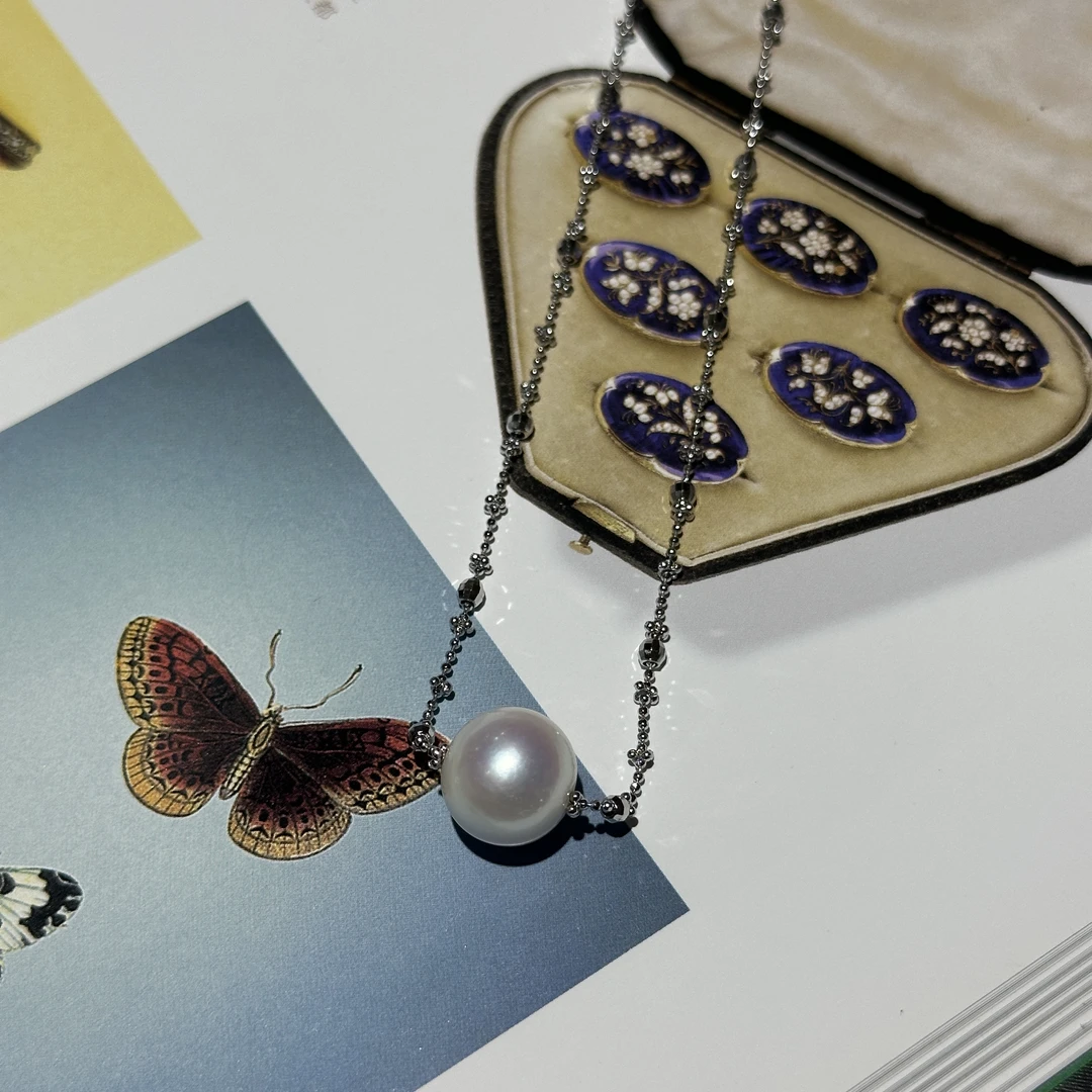 珍珠项链 日本单珠小碎银珠珠珍珠项链约12mm ZB251156