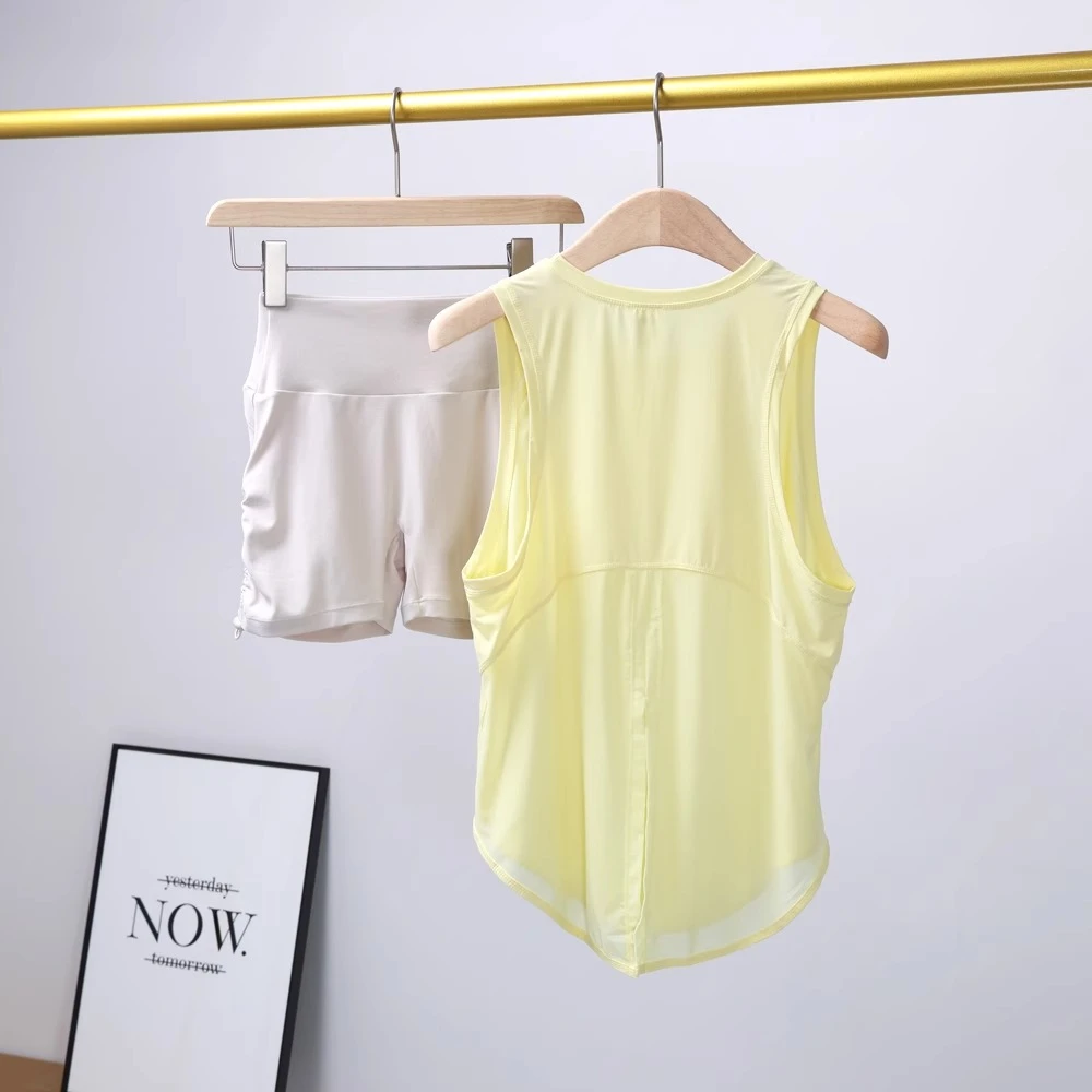 高级感宽松运动上衣女套装跑步训练瑜伽罩衫速干透气无袖背心夏季