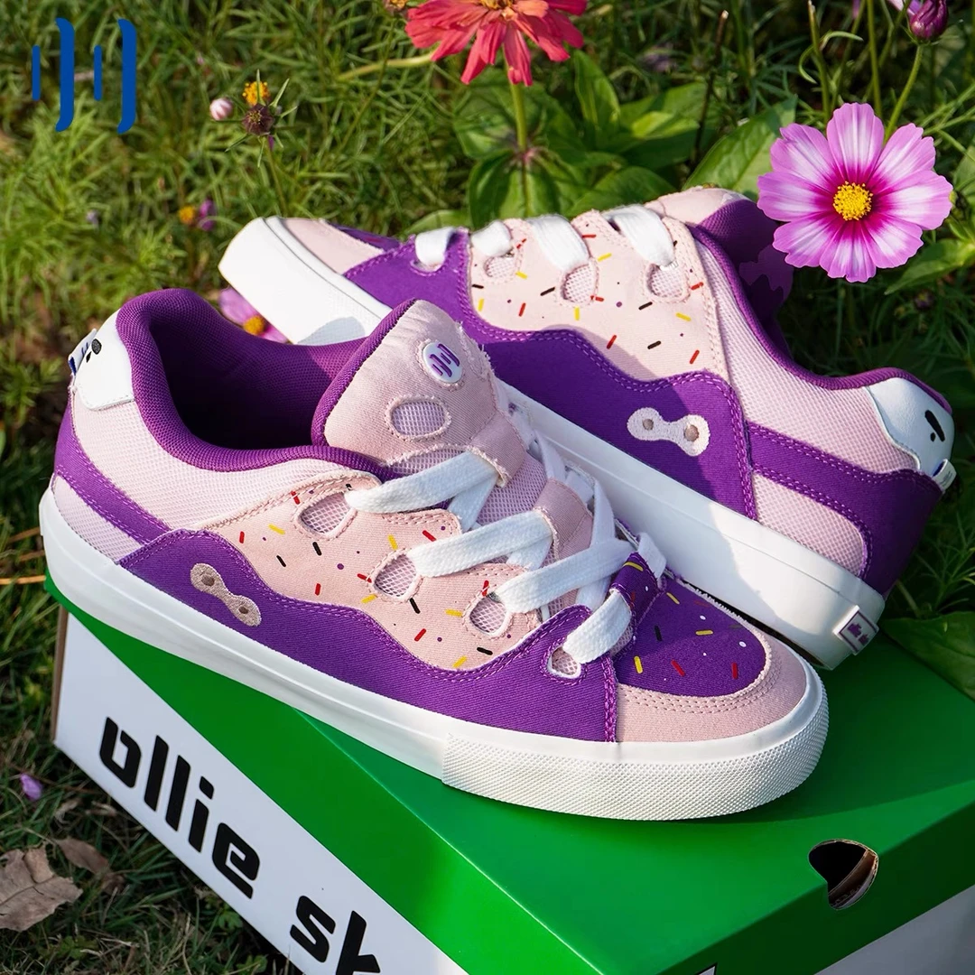 顽刻ollieskate面包鞋肥嘟嘟紫粉拼色BAKE复古休闲男女国潮滑板鞋