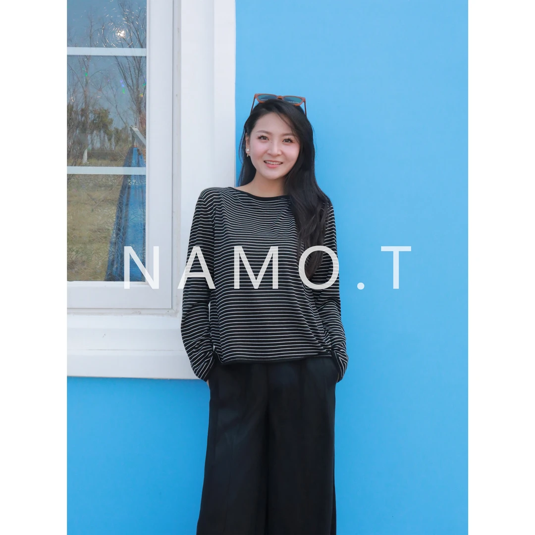 NAMO.T时尚百搭天丝细条纹针织衫NH509C271