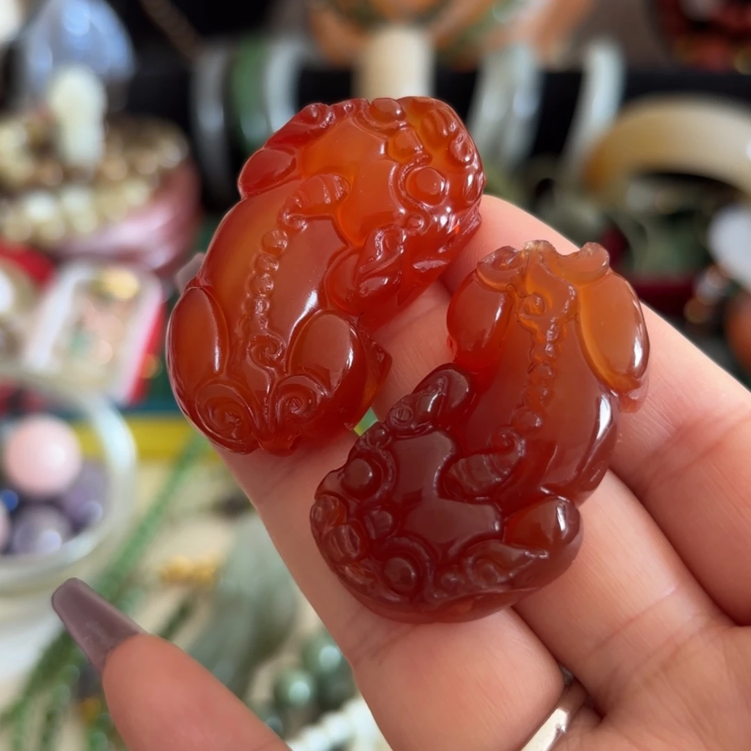 玛瑙/玉髓未镶嵌颈饰一对
