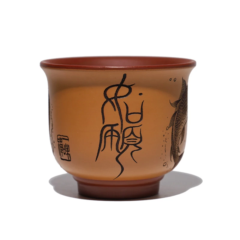 大吉羊 宜兴紫砂小杯品茗杯 原矿朱泥如愿主人杯140ml（段泥粉浆）