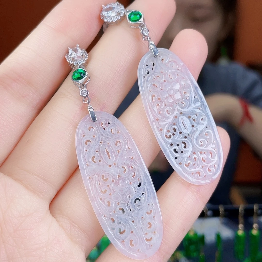 翡翠银S925镶嵌耳饰