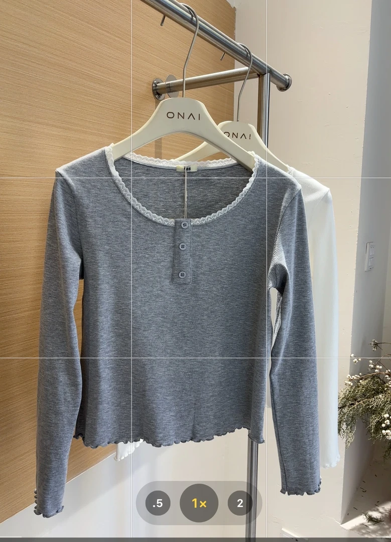 【Onai】蕾丝边亨利打底衫08057