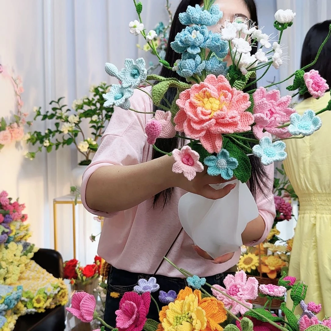 莱赛尔纤维棉手工钩织花束