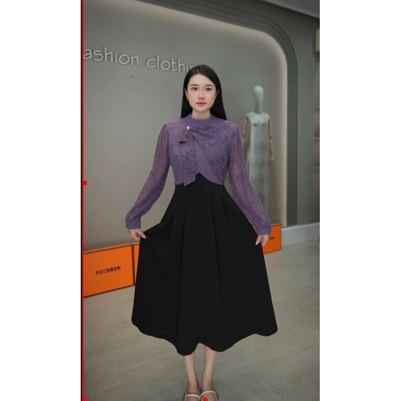 高端优雅时尚精致2025春季新款修身收腰显瘦连衣裙中长款