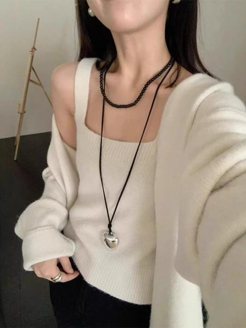 董小姐/韩系高级感穿搭套装针织开衫吊带两件套（以直播间为准）