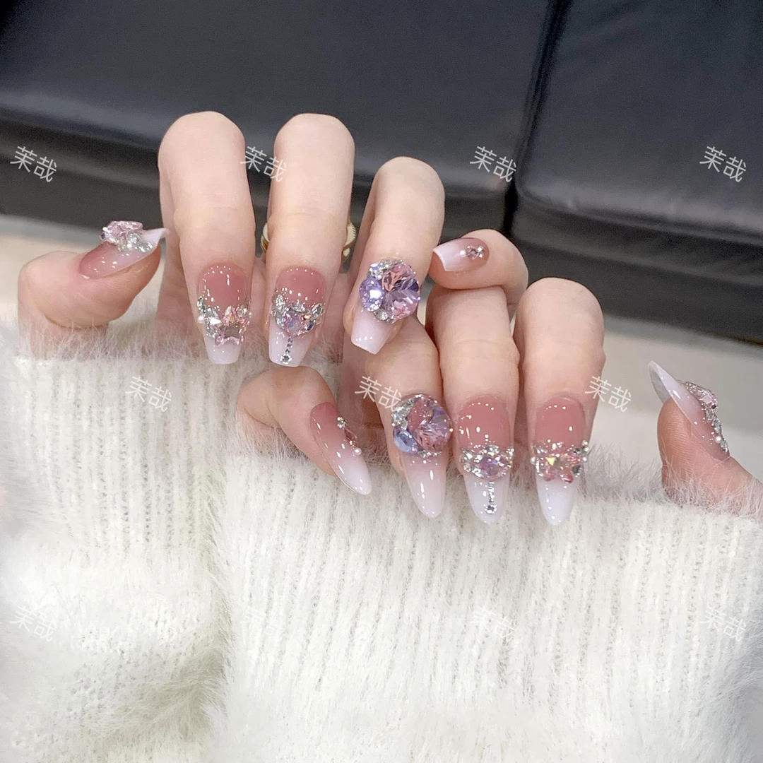 茉哉KK专属【施家全华钻/ 仙女泪】纯手工定制拆卸穿戴甲A3623