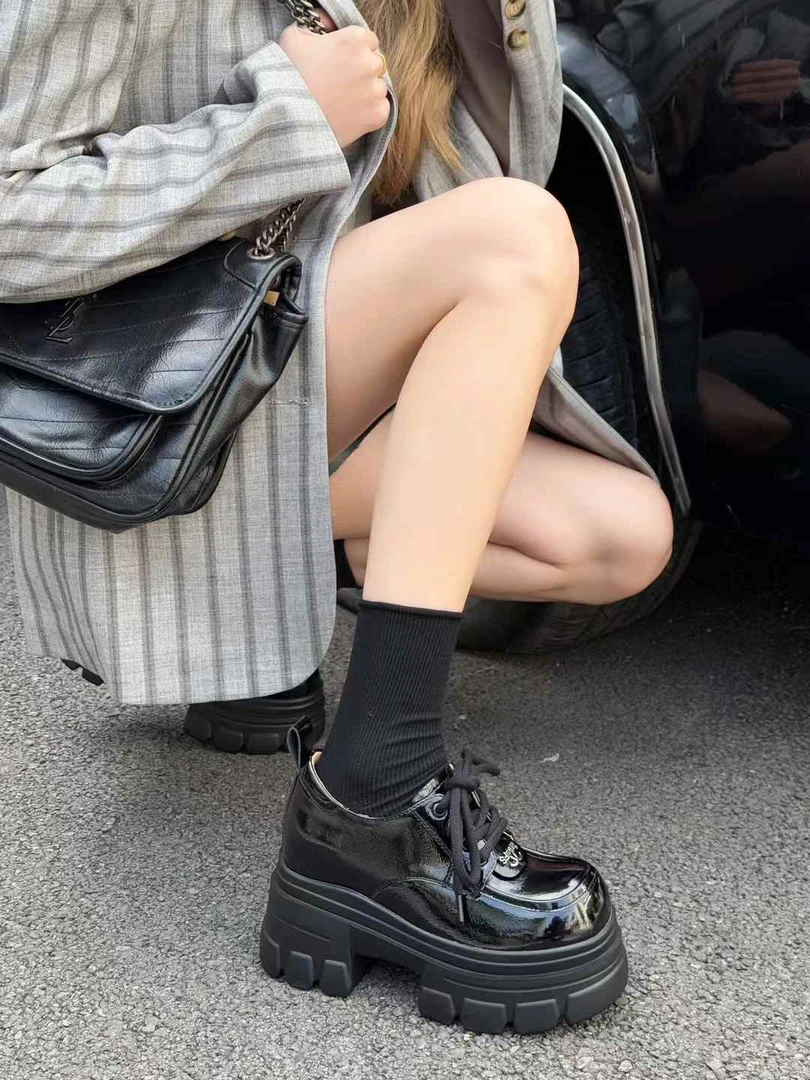 【卓乎不群】英伦风2025早春JK平增高复古厚底小皮鞋1216-1