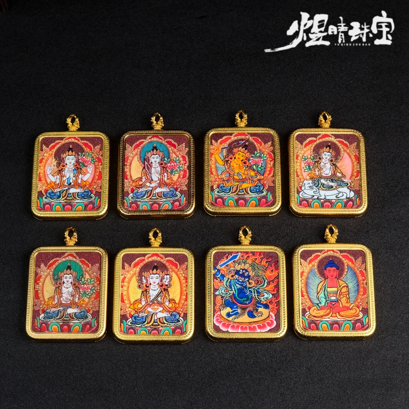 含辰砂工艺品手绘朱砂唐卡吊牌