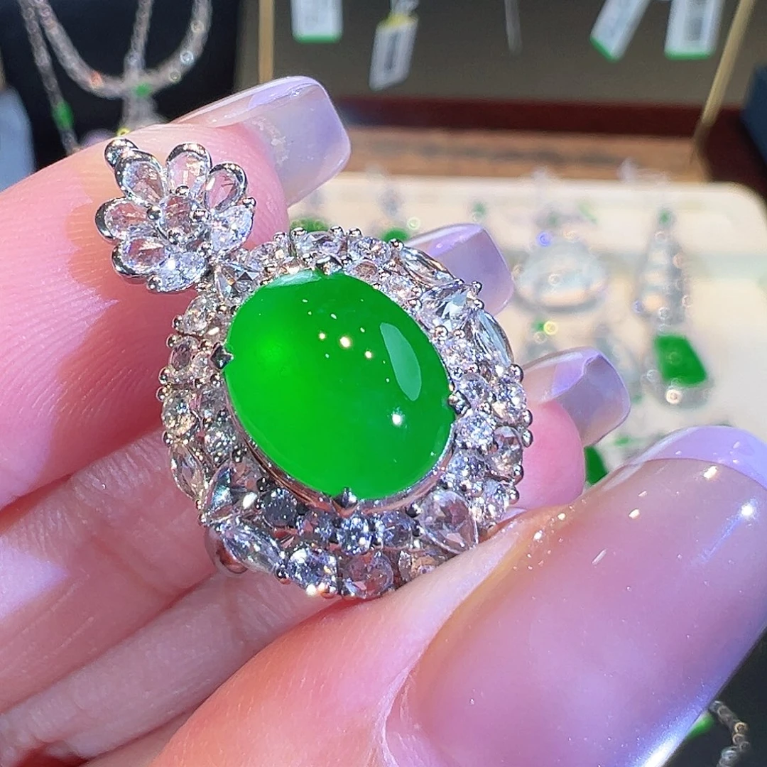 翡翠戒指18K金镶嵌两用款