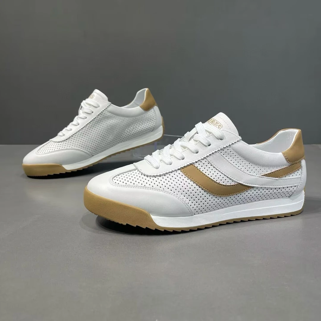 头层牛皮男鞋夏季阿甘鞋镂空透气2025新款百搭休闲运动鞋子男款潮