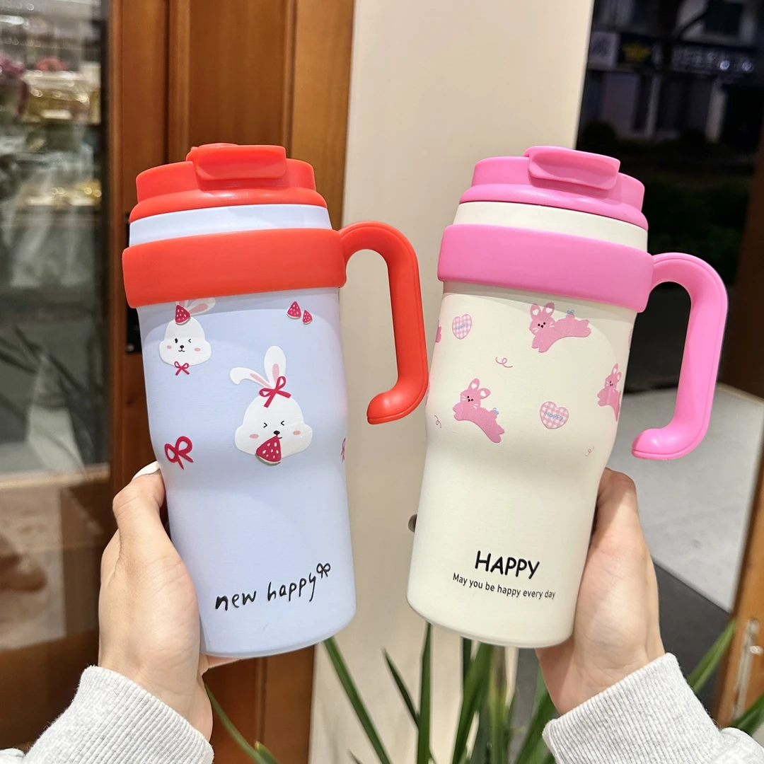 新款304不锈钢保温杯真空冰霸杯便携式带手柄水杯高颜值保冷杯子