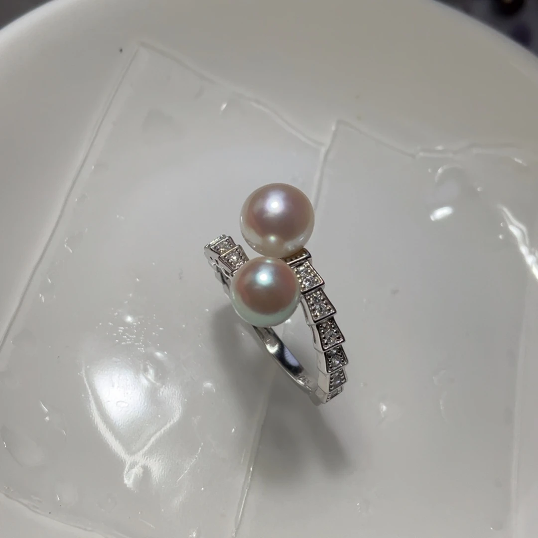 侯***奶海水珍珠戒指银S925镶嵌