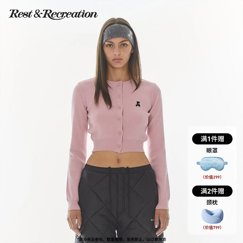 【明星同款】RestandRecreation官方长袖针织短开衫收腰RR时尚休闲