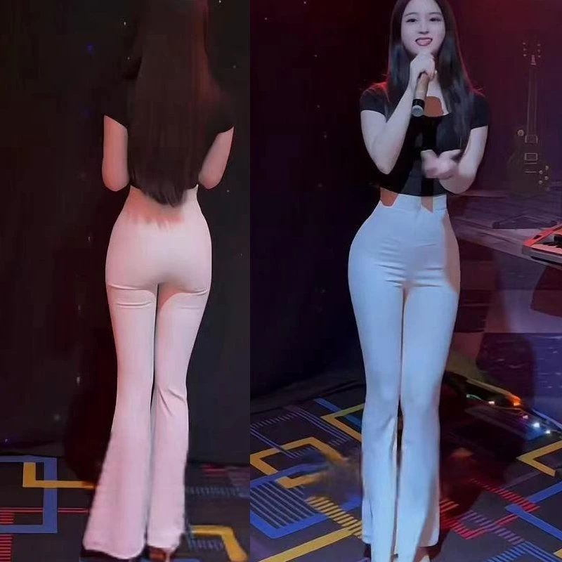 高个子通勤加长裤开叉薄气质拖地裤微喇白色垂感阔腿大喇叭裤女