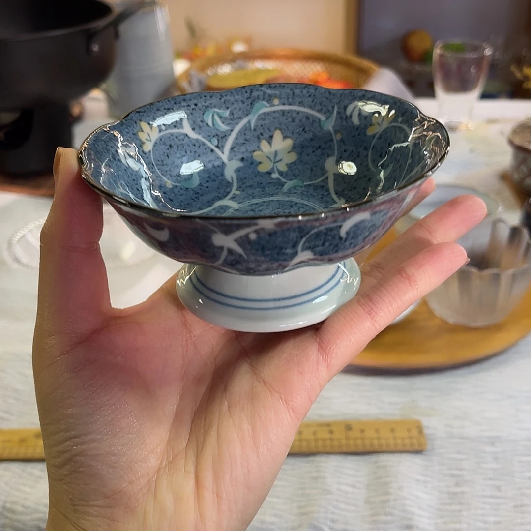 陶瓷高足钵子田园风缠枝花纹6