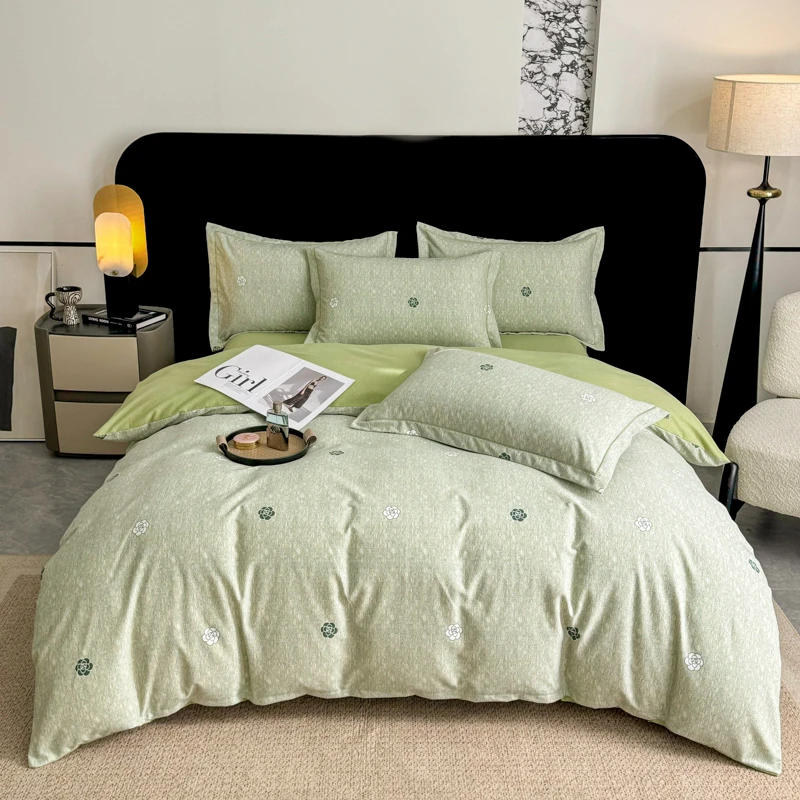 新款四季新款欧式四件套斜纹棉床单荷叶边轻奢简约纯棉加厚