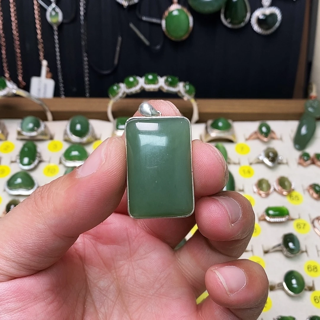 和田玉（碧玉）银S925镶嵌颈饰