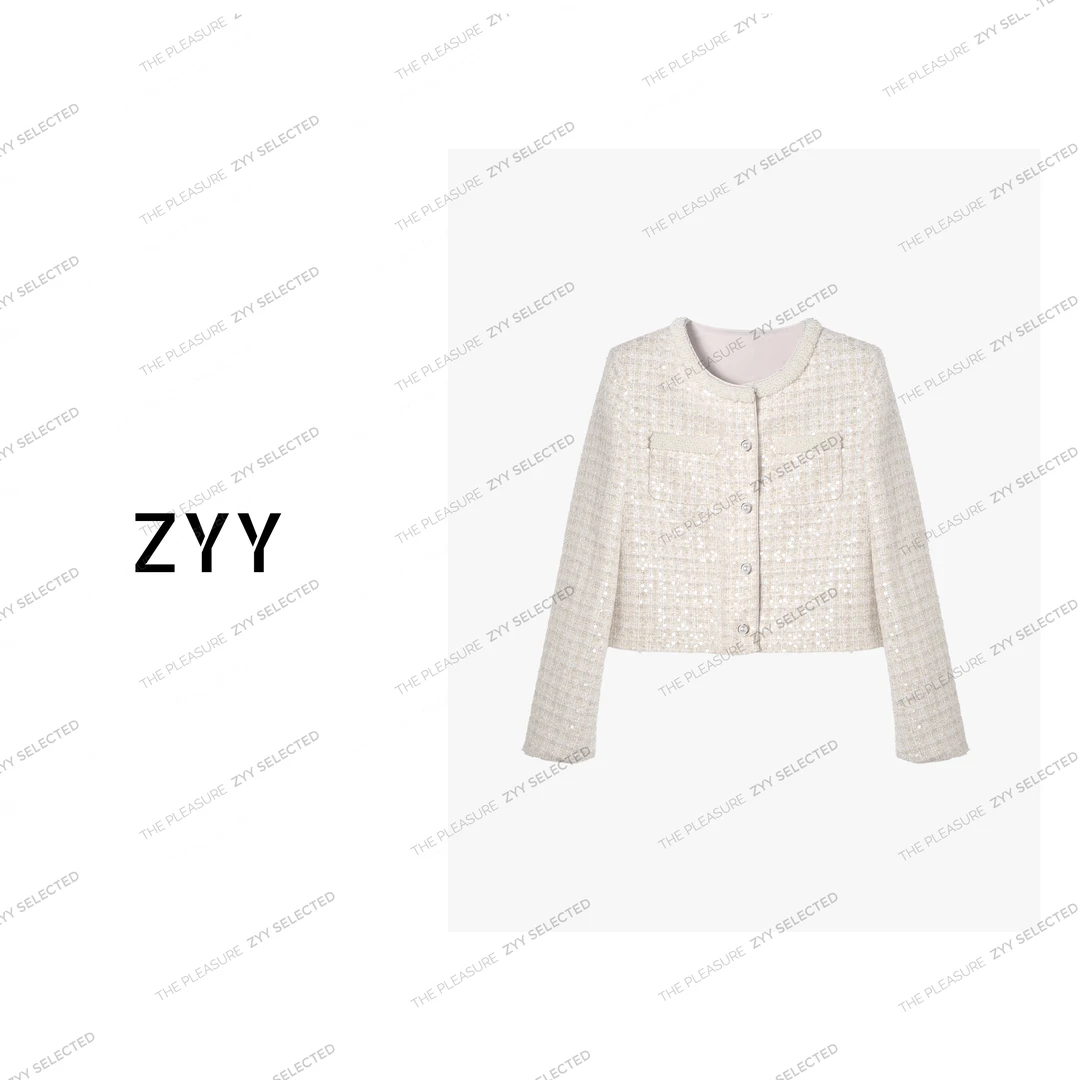 ZYY【秀场之光】2025S/S新品圆领优雅甜美小香风短外套女X25CC505