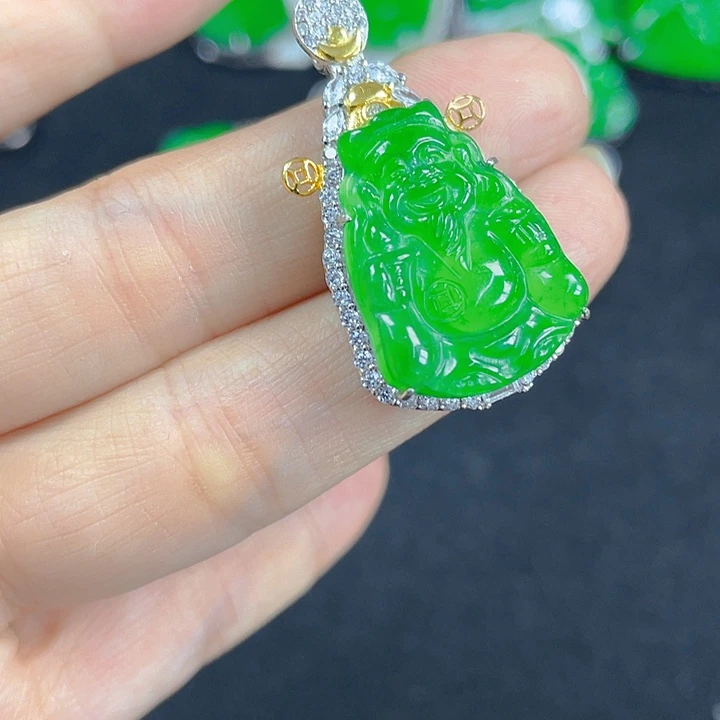 翡翠银S925镶嵌吊坠(不含链)