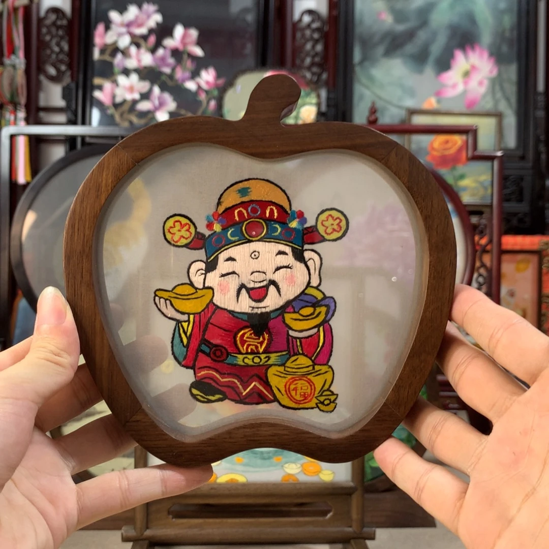 木精品苏绣实木摆件