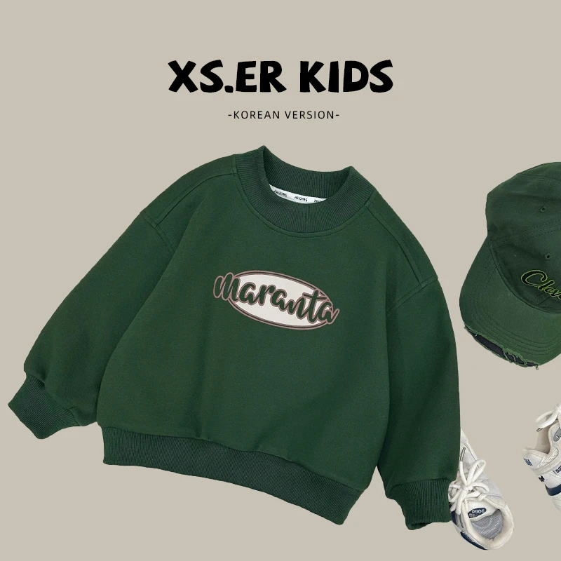 【小首尔】现货-儿童简约韩版休闲卫衣春季时尚宽松字母上衣TML0055