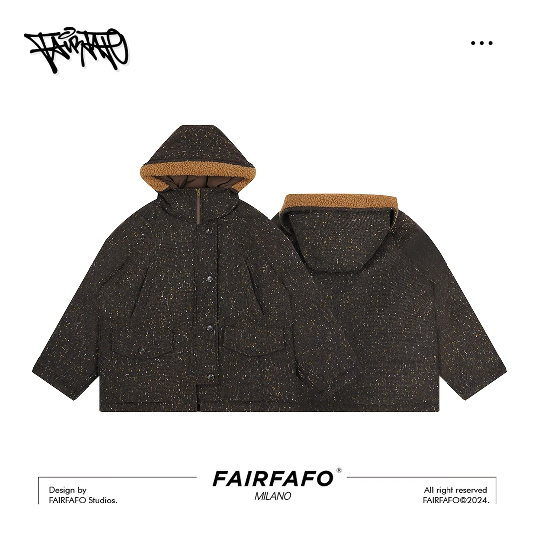 FAIRFAFO林肉肉【彩点连帽羽绒服】羊.毛XG24WT557冬季保暖羽绒服