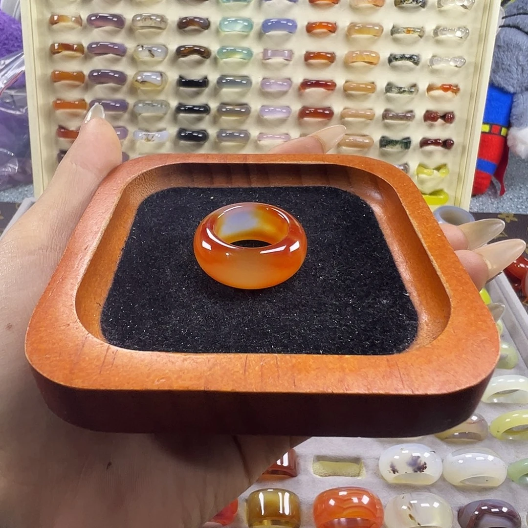 夷***)玛瑙/玉髓未镶嵌戒指A12不退换18.6港20