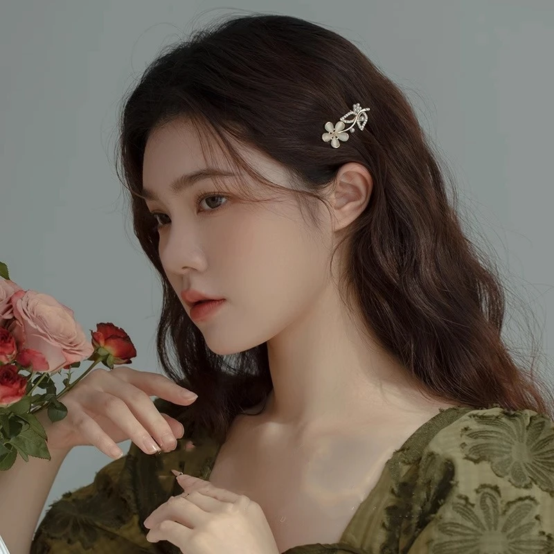 超仙甜美花朵小发夹仙气复古刘海夹气质侧边夹子头饰品ins小饰品