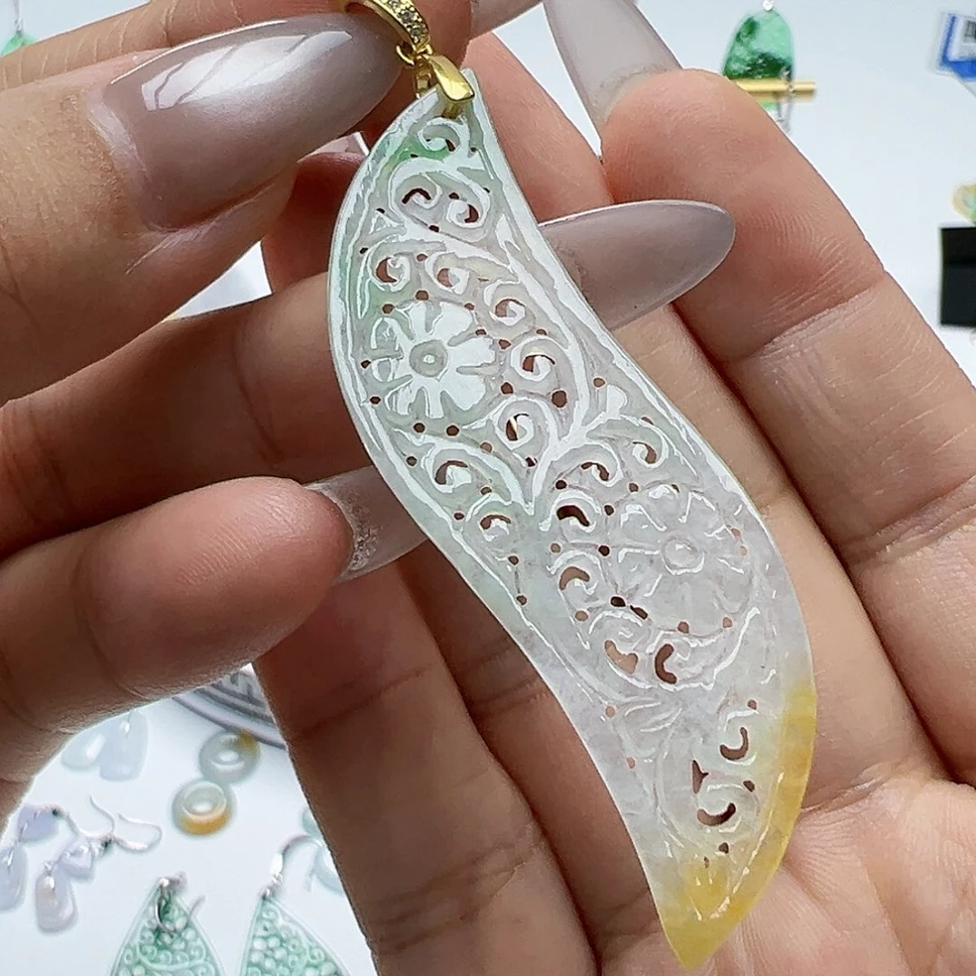 银S925镶嵌翡翠耳饰天然缅甸A货翡翠