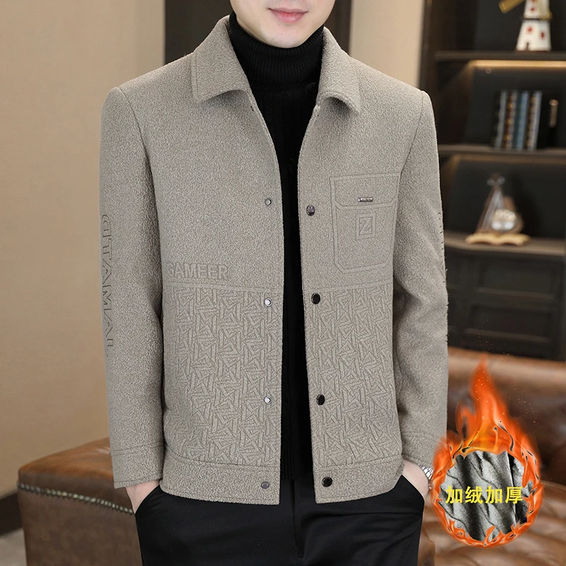 男士秋冬新款翻领高档毛呢大衣休闲夹克潮流百搭短款加厚呢子外套