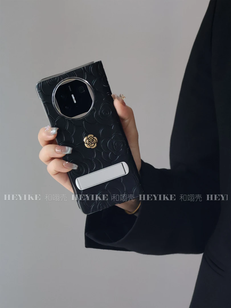 韩系山茶花皮纹适用华为mateX6手机壳折叠X5典藏版简约智能视窗女