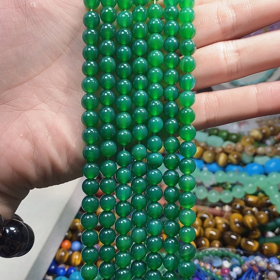 石英质玉未镶嵌，精品绿玛瑙8mm，