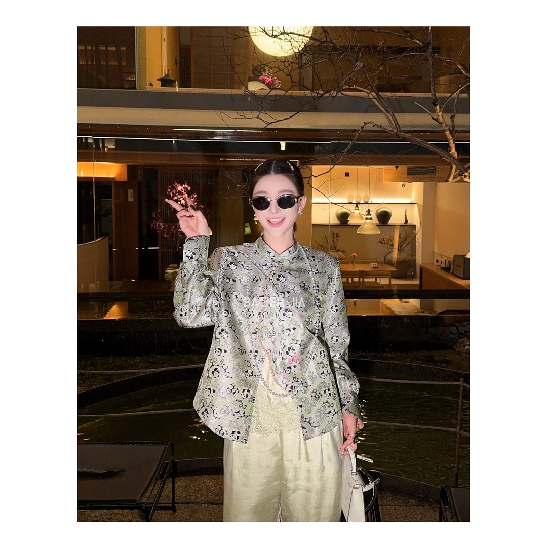 23-宝儿家含幂BK70625103新中式张和才蜀锦面料川蜀熊猫外套