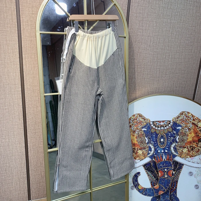 HV65孕妇咖色条纹加绒裤子L90-130XL140XXL150
